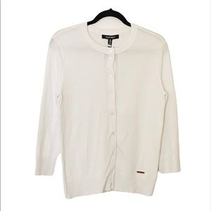 NWT Ellen Tracy: Small & Medium White Knit Button Up Sweater
